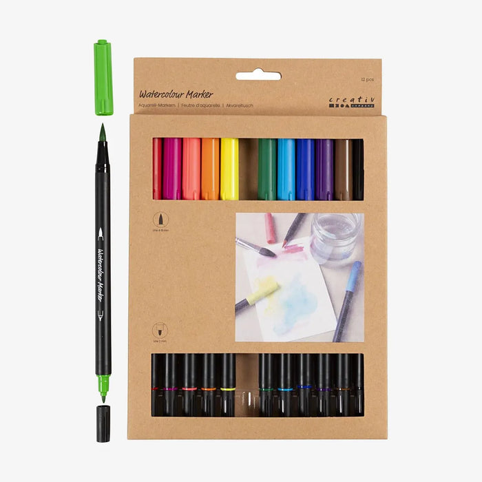 creativ-Company-Aquarell-Filzstifte-Standartfarben-Set-12-Farben-2-Spitzen-Filzstifte-Stift-und-Verpackung-1