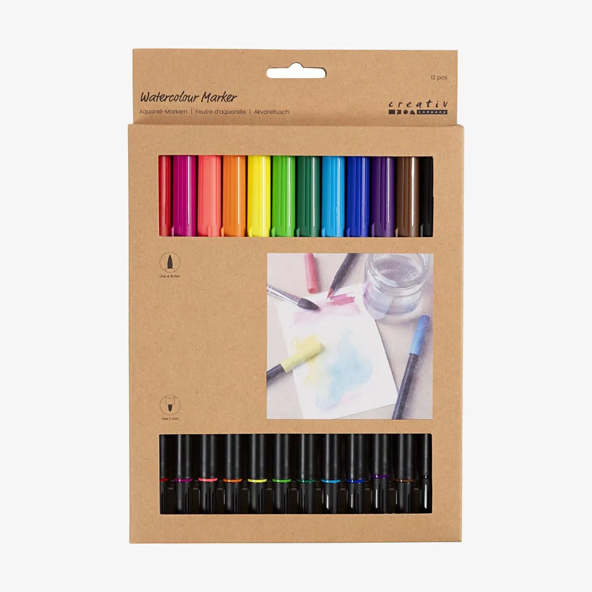 Creativ-Company-Aquarell-Filzstifte-Standartfarben-Set-12-Farben-2-Spitzen-Filzstifte-Verpackung-1