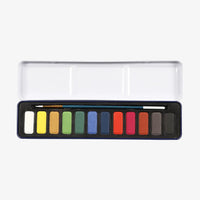 creativ-Company-Aquarell-Set-Standartfarben-hochpigmentiert-Metallbox-mit-Pinsel-_-Mischpalette-12Farben-Geoeffnet-Produktansicht-2
