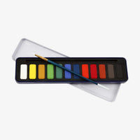 creativ-Company-Aquarell-Set-Standartfarben-hochpigmentiert-Metallbox-mit-Pinsel-_-Mischpalette-12Farben-Geoeffnet-Produktansicht