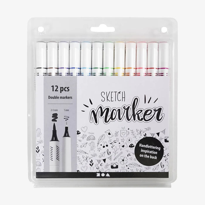 creativ-Company-Sketch-Marker-12Stueck-2Spitzen-Standartfarben-1mm-und-2-5mm-Filzstifte-Stift-und-Verpackung-2