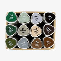 creativ-Company-Twin-Marker-Alkoholmarker-NAturfarben-Doppelspitze-12er-Set-StifteProduktansicht-inVerpackung-Kappen-von-oben