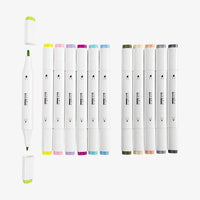 creativ-Company-Twin-Marker-Alkoholmarker-Pastell-Doppelspitze-12er-Set-Stifte-ein-Stift-geoeffnet-Produktansicht