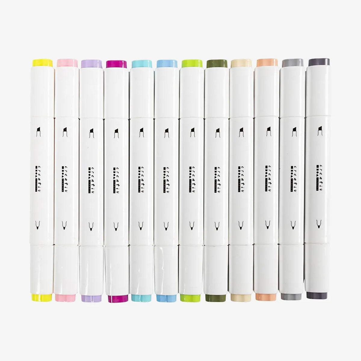 Creativ-Company-Twin-Marker-Alkoholmarker-Pastell-Doppelspitze-12er-Set-StifteProduktansicht