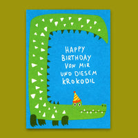 deli-cards-postkarte-happy-birthday-krokodil-din-a6-Farbiger_Hintergrund