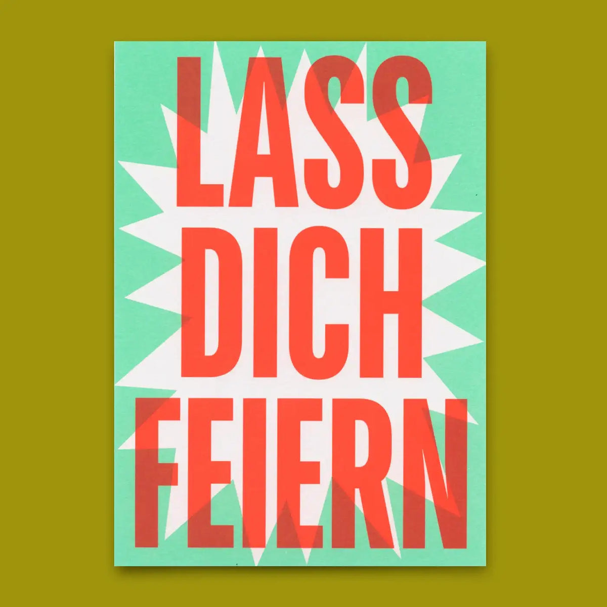 deli-cards-postkarte-lass-dich-feiern-din-a6-farbiger-Hintergrund