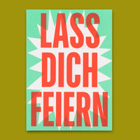 deli-cards-postkarte-lass-dich-feiern-din-a6-farbiger-Hintergrund