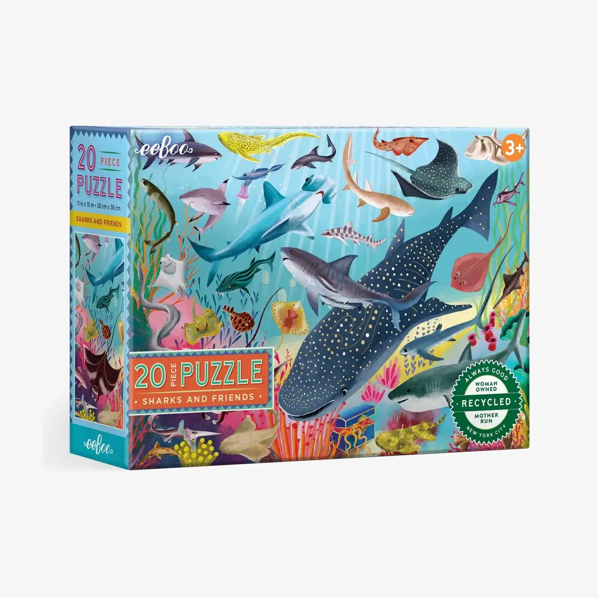 eeboo-Dino-20teilig-Haipuzzle-box