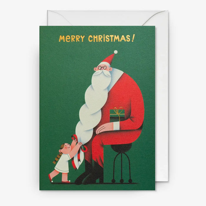 Grußkarte | Weihnachtsgrüße - Karte mit Umschlag | Tania Yakunova  | Bearded Santa Christmas Card