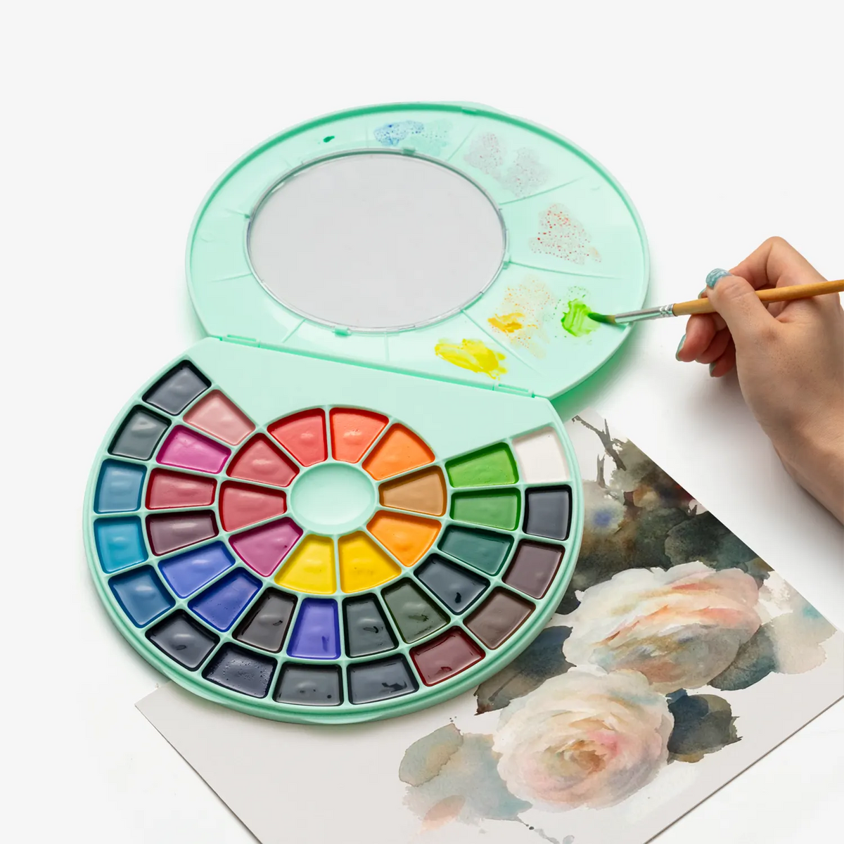 himi-semi-moisture-aquarell-set-38-farben-snail-green-edition-Beispielfoto-1