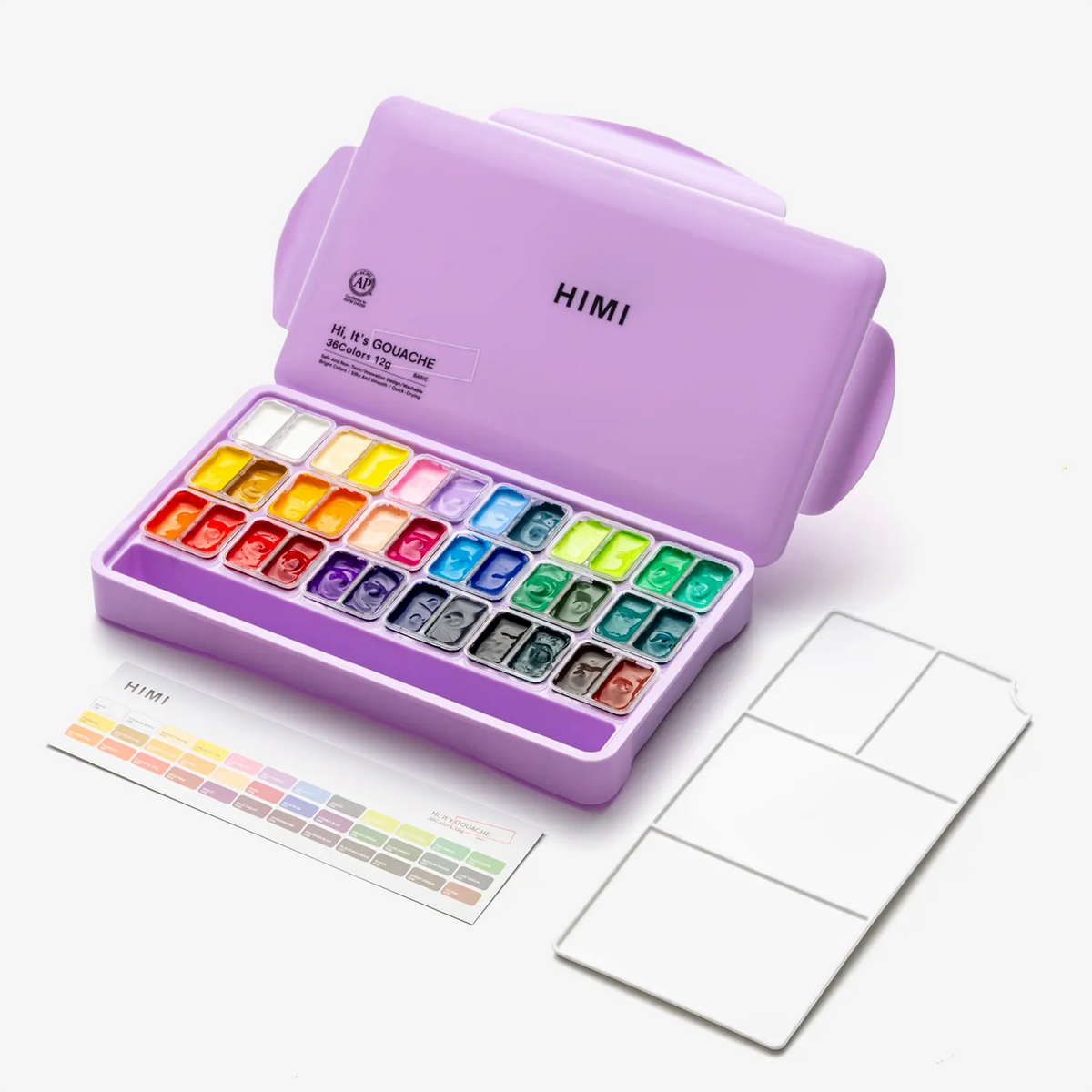 himi-twin-cup-jelly-gouache-set-36-farben-12g-purple-case-Produktansicht-in-Verpackung-geo
