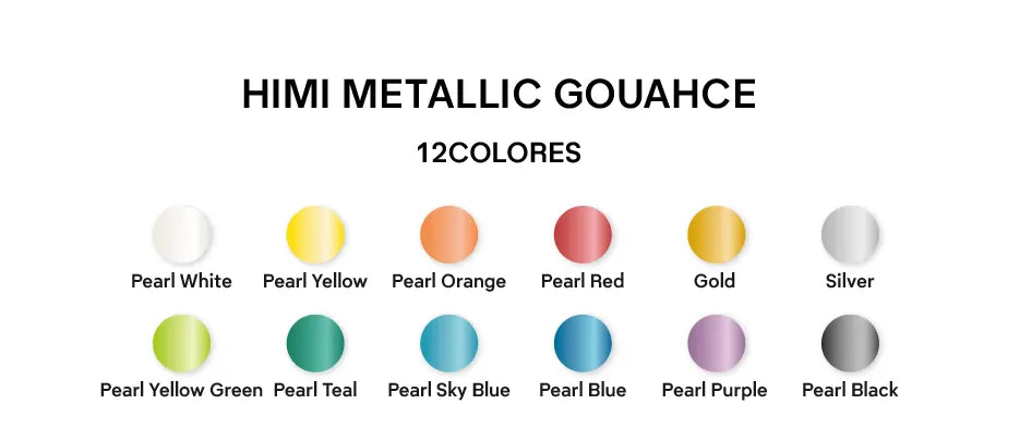 himi-twin-cup-metallic-jelly-gouache-set-12-farben-12ml-yellow-case-Farbkarte