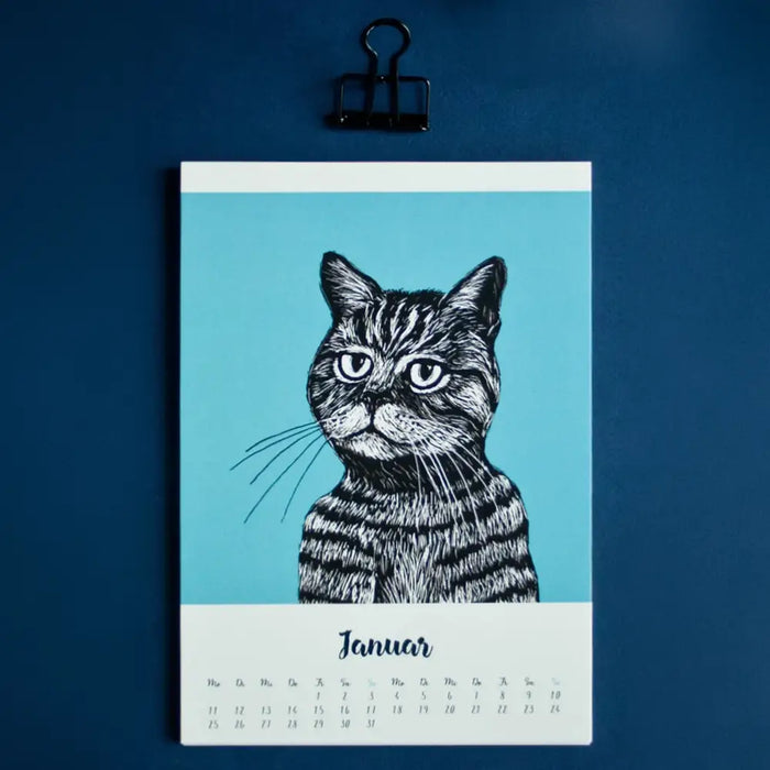 jahreskalender-wandkalender-katja-rub-2027-format-a5-motiv-katzen-Coverblatt-JAnuar