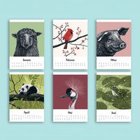 jahreskalender-wandkalender-katja-rub-2027-format-a5-motiv-tiere-Monatsblaetter-Ansicht-Januar-Juni--6Monate-Uebersicht