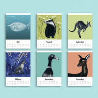 jahreskalender-wandkalender-katja-rub-2027-format-a5-motiv-tiere-Monatsblaetter-Ansicht-Juli-Dez-6Monate-Uebersicht