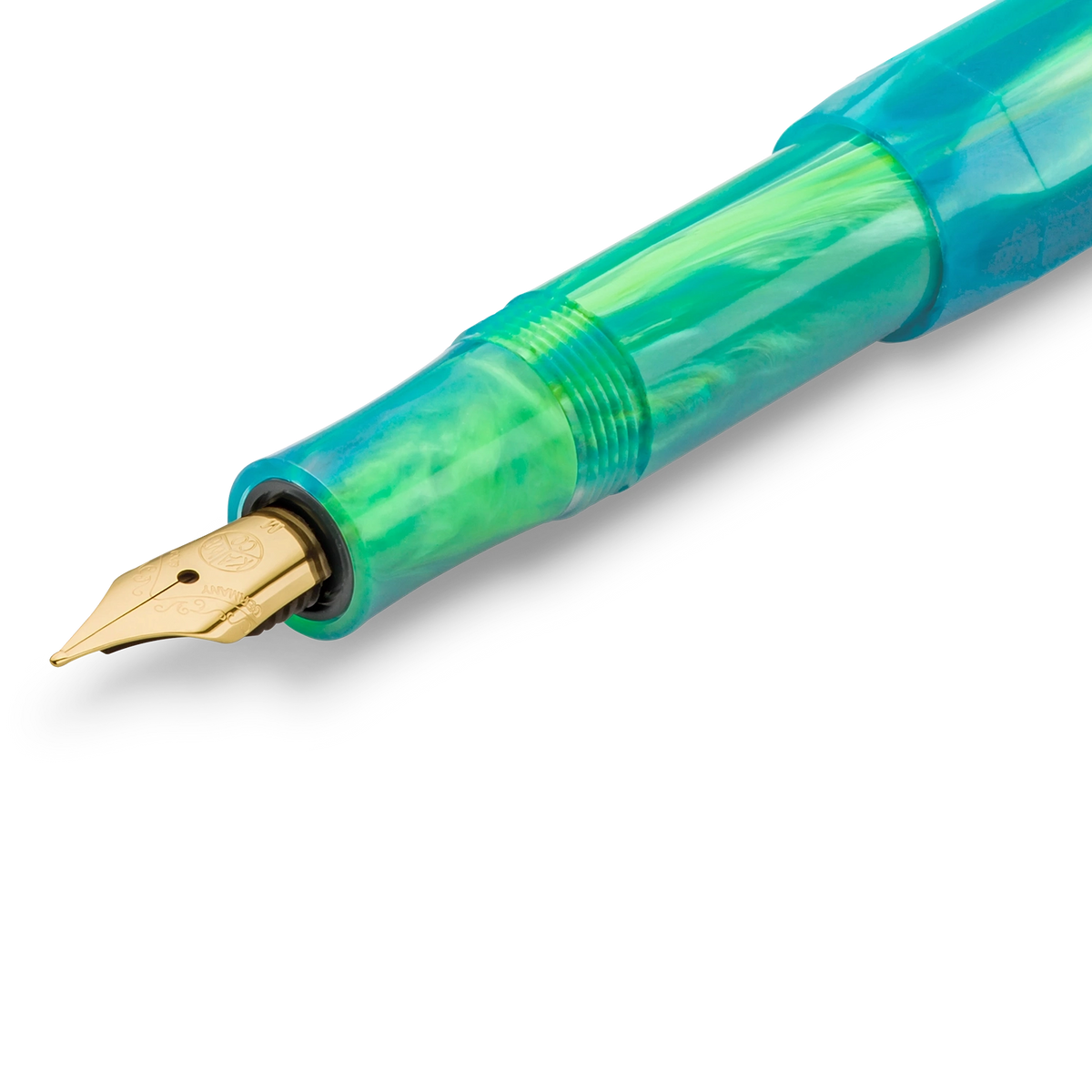 kaweco-collection-fuellhalter-marble-ocean-feder-Fueller-detailansicht-Feder-griff-vorn