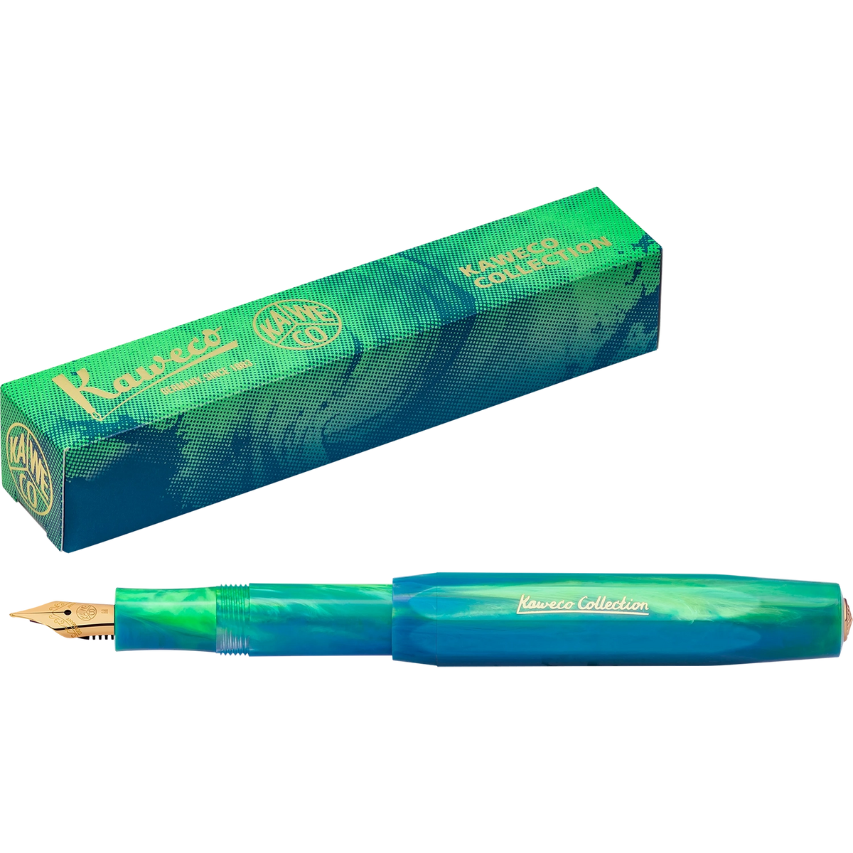 kaweco-collection-fuellhalter-marble-ocean-feder-Fuellermitaufgesteckter-Kappehinten-2-mit-verpackung