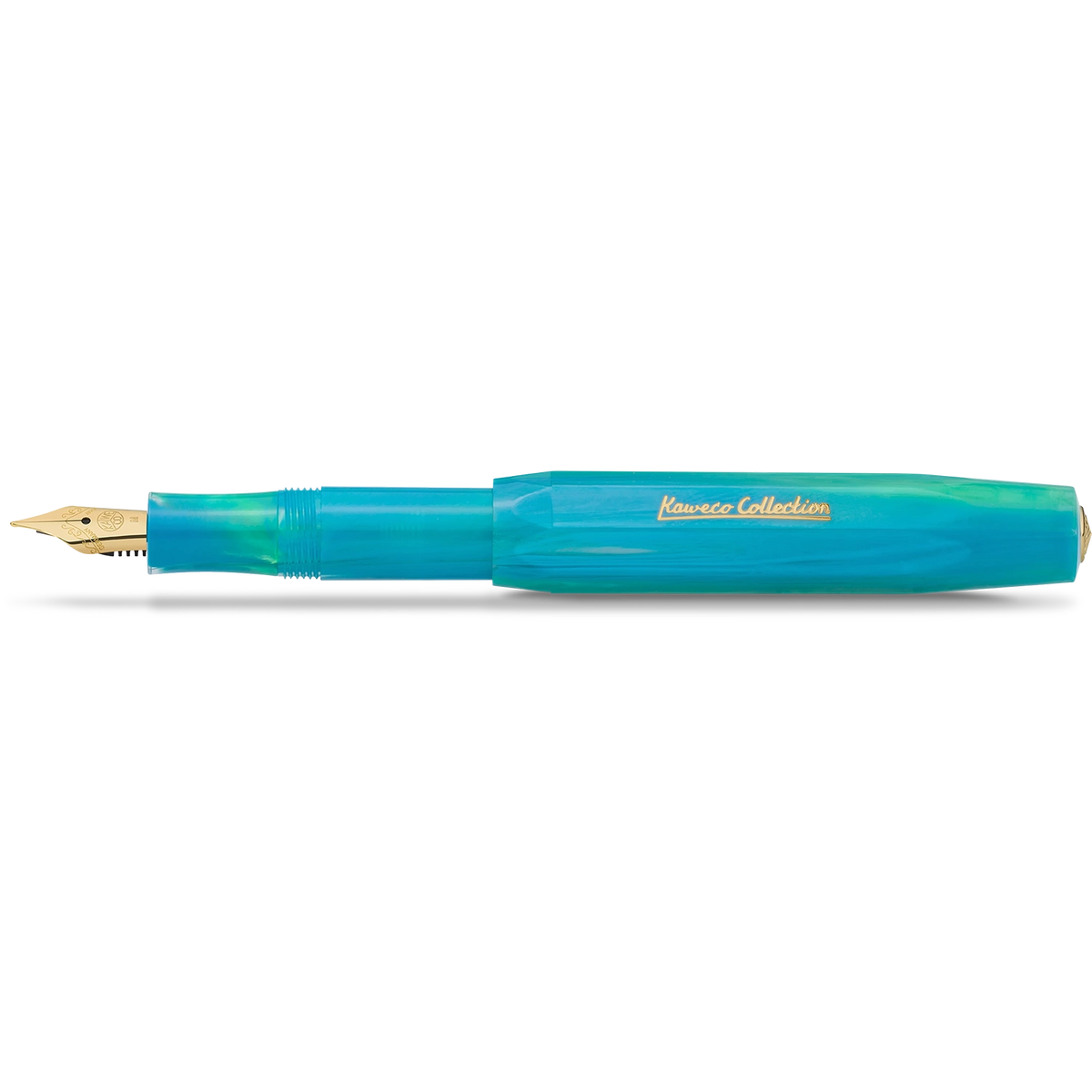 kaweco-collection-fuellhalter-marble-ocean-feder-Fuellermitaufgesteckter-Kappehinten-2