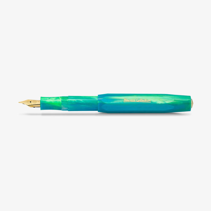kaweco-collection-fuellhalter-marble-ocean-feder-Fuellermitaufgesteckter-Kappehinten