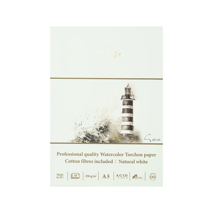 Torchon Watercolor Pad  / Künstler Aquarellblock / 250grm² / A5/ 10 Blatt / Baumwollpapier