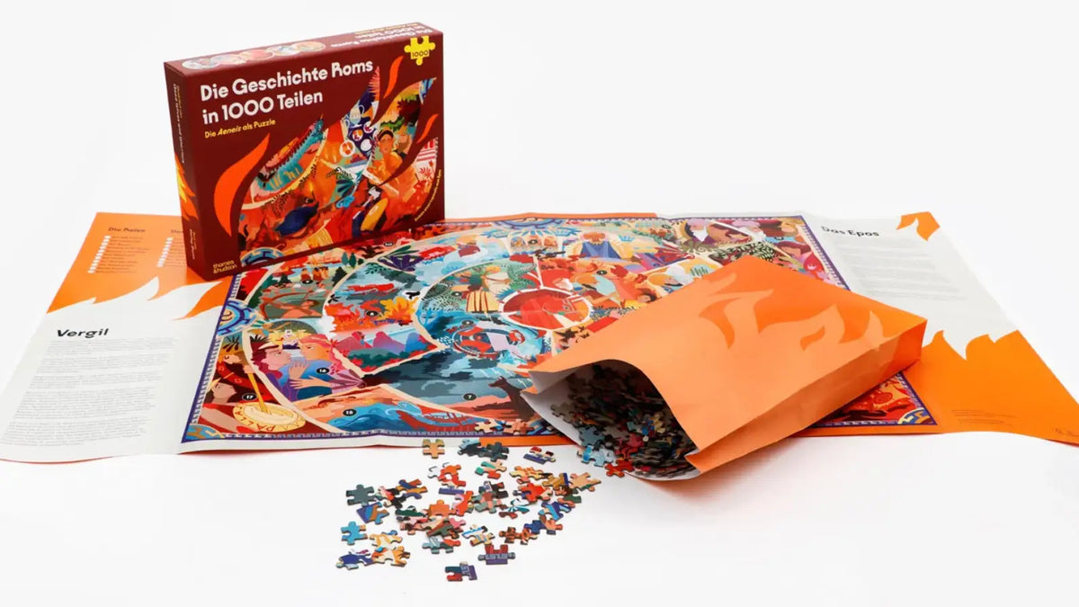 laurence-king-die-geschichte-roms-in-1000-teilen-die-aeneis-puzzle-Puzzleverpackung-inhalt-mit-anleitung-2
