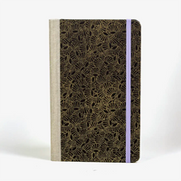 dotted-Notizbuch-Format-A5small-bezogen-mit-Chiyogami-drums-gold-dotted-auf-schwarz-cover-vorn