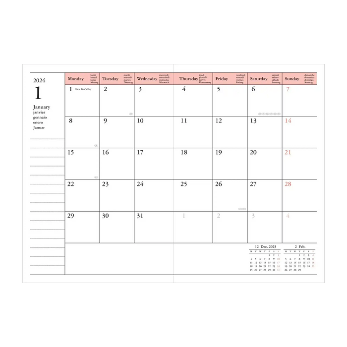 Wochenplaner / Wochenkalender 2024 / A6 / 16 Monate / Gradient black Monat
