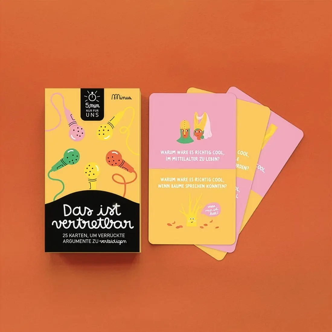 minus-verlag-spielkarten-ab-6Jahren-DAS-IST-VERTRETBAR-5-MINUTES-NUR-FUeR-UNS-verpackung-cover-von-vorn-und-KArten-inhalt