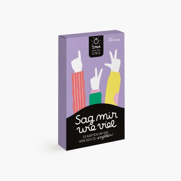 minus-verlag-spielkarten-ab-6Jahren-SAG-MIR-WIE-VIEL-5-MINUTES-NUR-FUeR-UNS-verpackung-cover-seitlich-von-vorn