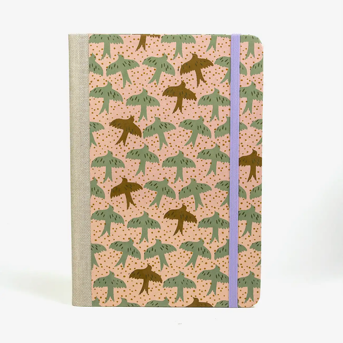 notizbuch-liniert-format-a5-144-seiten-bezogen-mit-Baumwollpapier-voegel-cover-vorn