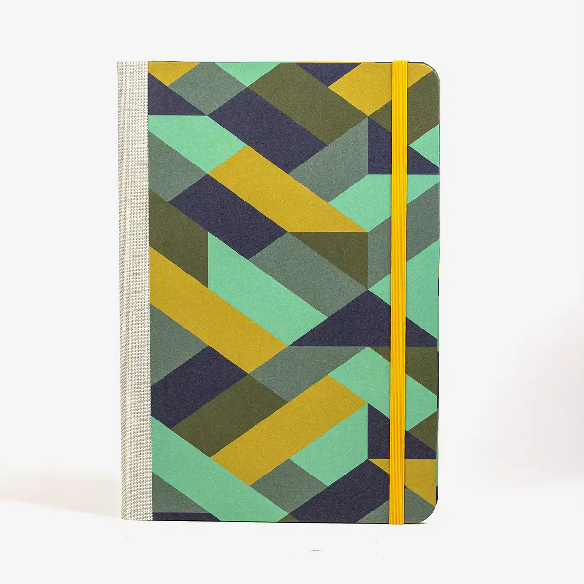 notizbuch-liniert-format-a5-144-seiten-bezogen-mit-Offset-farbflaechen-gruen-cover-vorn