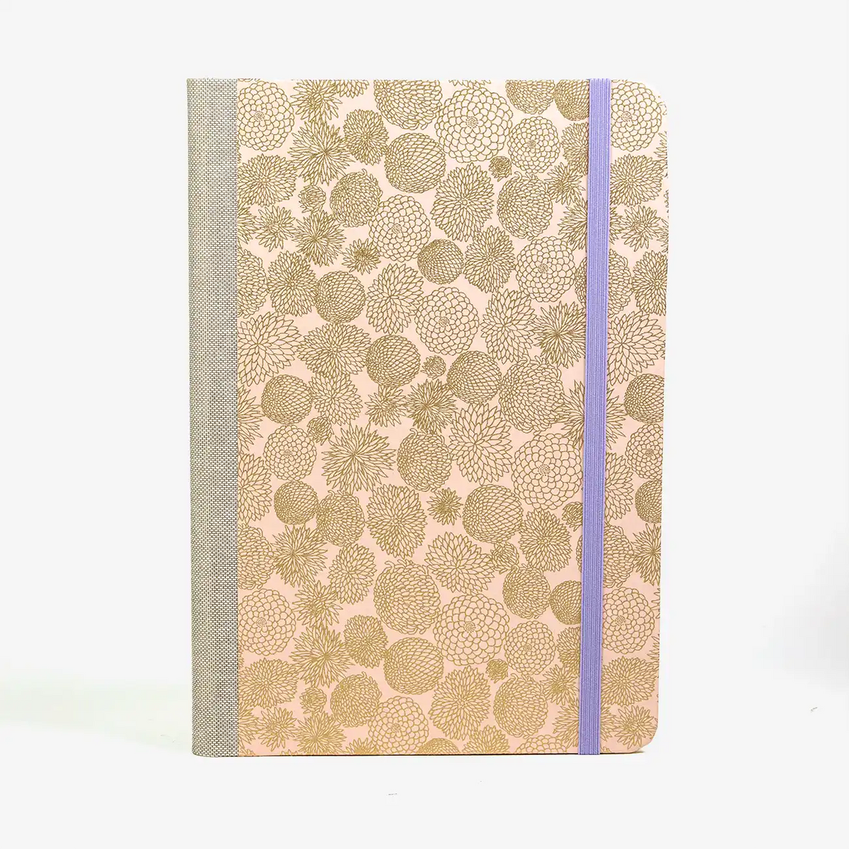 notizbuch-liniert-format-a5-144-seiten-bezogen-mit-chiyogami-Chrysathemen-gold-auf-Pink-cover-vorn