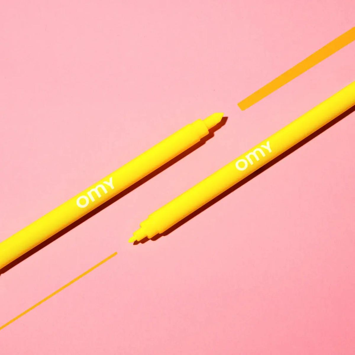omy-filzstifte-flureszierend-9er-set-Farbe-Ansicht-Stift-gelb-Stiftespitzen-und-Strich