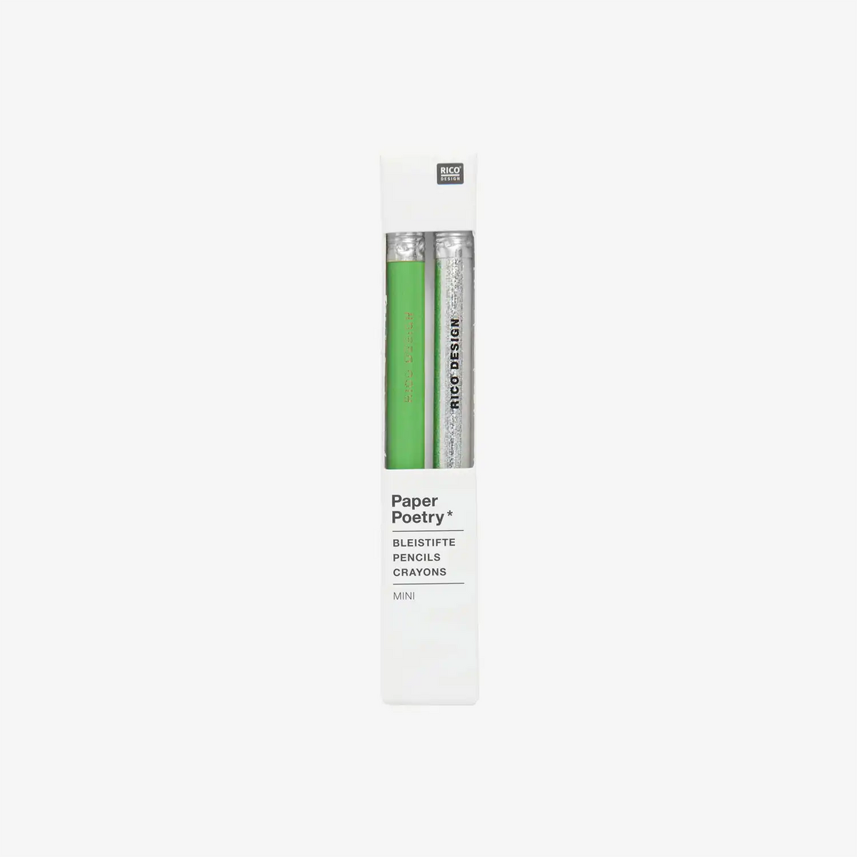 paper-poetry-mini-bleistiftset-gruen-silber-2-stueck-In-der-Verpackung