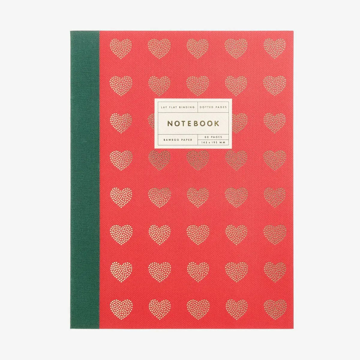 Notizbuch | dotted | Grösse (S) 14,5x19,5cm  | Herzen Rot | Goldschnitt