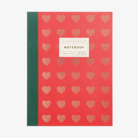 Notizbuch | dotted | Grösse (S) 14,5x19,5cm  | Herzen Rot | Goldschnitt