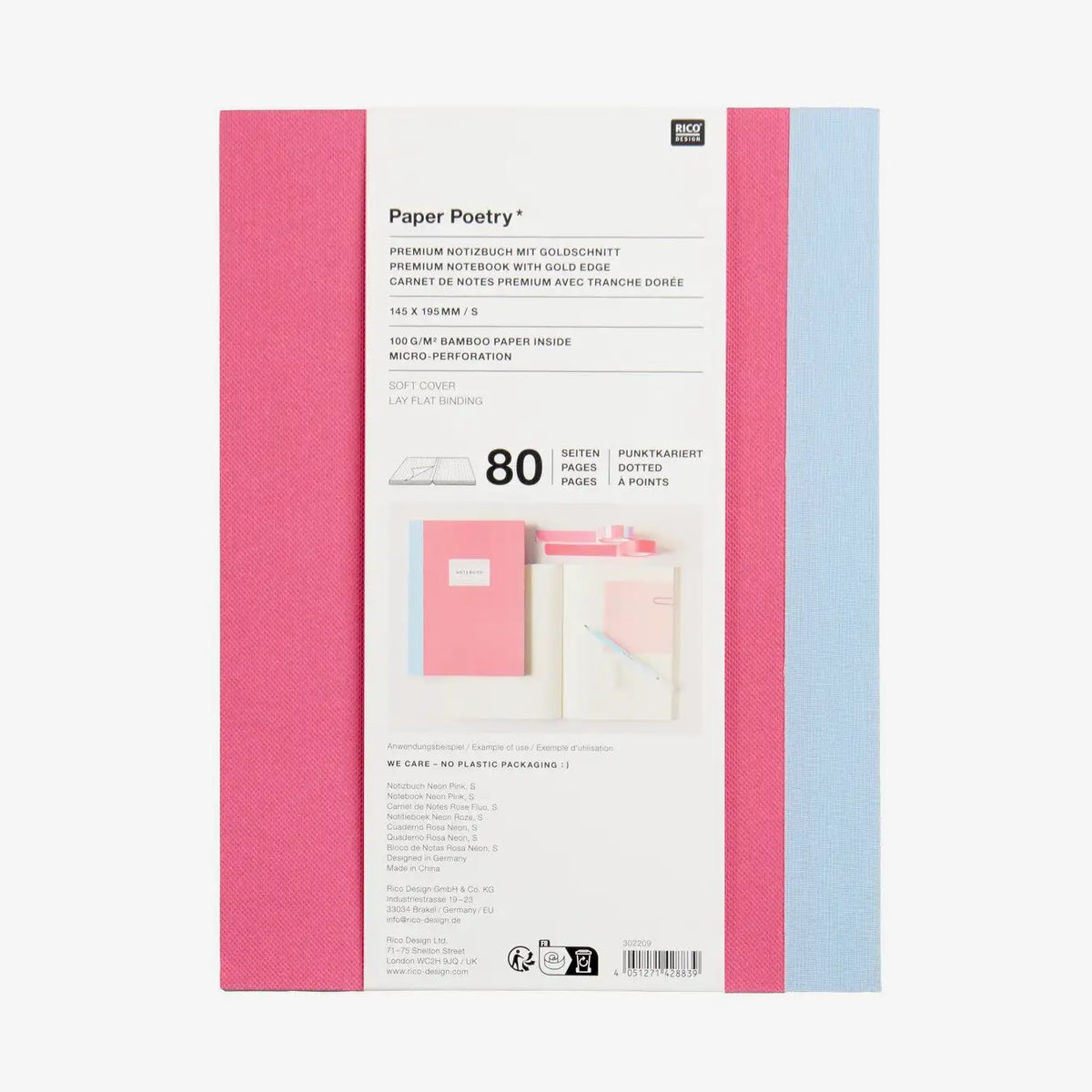 paper-poetry-notizbuch-neon-pink-goldschnitt-14-5x19-5cm-Cover-Vorderansicht-mit-Banderolle