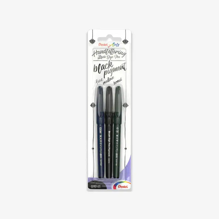 Pentel | Sign Pen Brush | Black Pigment | 3er Set