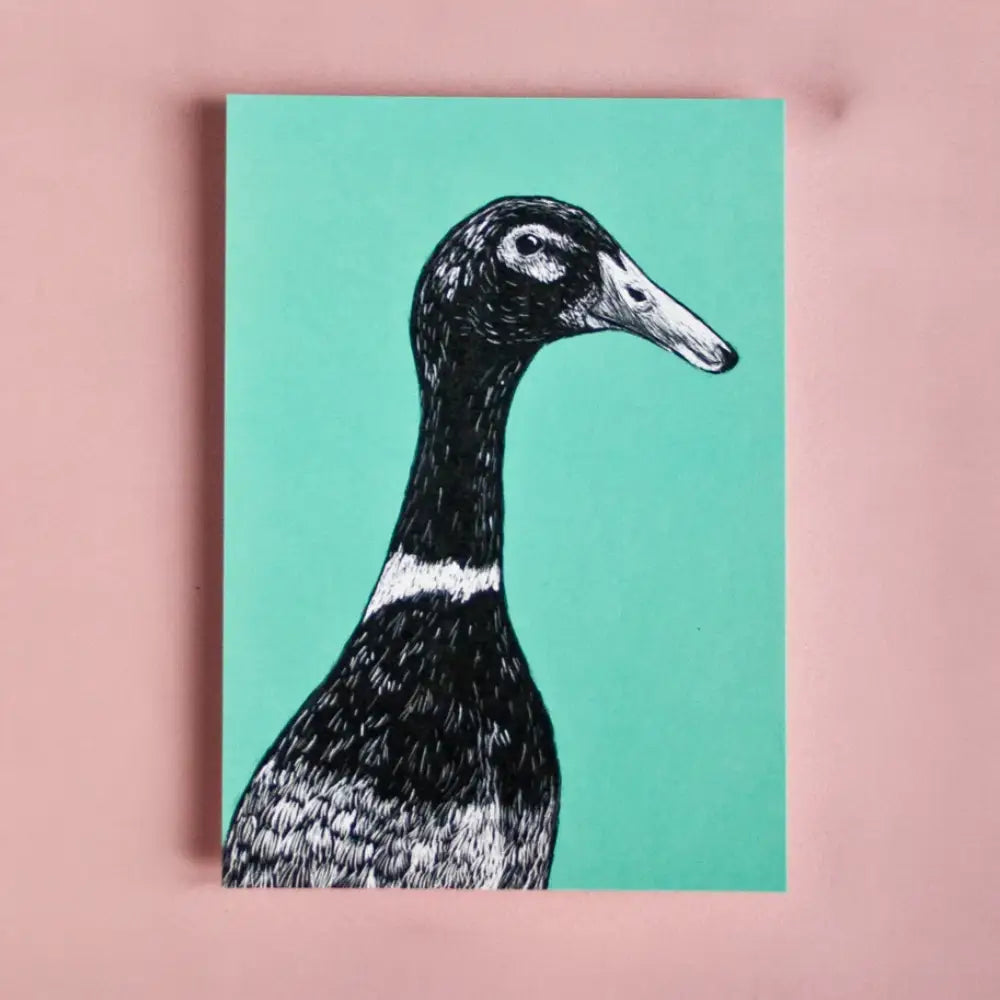 postkarte-katja-rub-motiv-Laufente-Vorderansicht