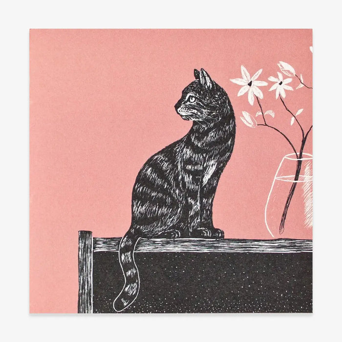 Quadratische Postkarte / Katze Rosa