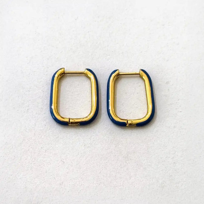 Ohrringe | Rechteckig | Edelstahl | 14k vergoldet | emailliert | wasserdicht | 22mm x 17mm