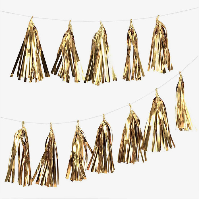 YEY! Let's Party / Girlande / Quasten / gold / 2,8meter_lang