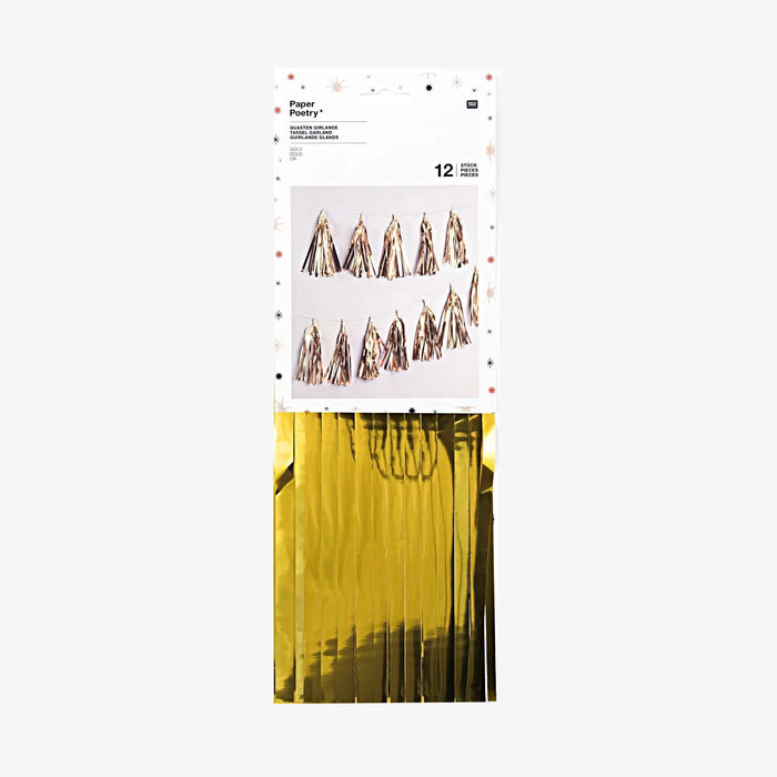 YEY! Let's Party / Girlande / Quasten / gold / 2,8meter_lang