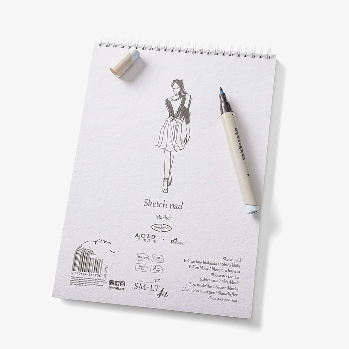 smltart_authentic_marker_block-A4-100grm-Spiralgebunden-50Blatt-Produktansicht-cover-vorn-mit-Stift