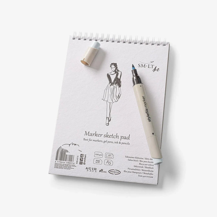 smltart_authentic_marker_block-A5-100grm-Spiralgebunden-50Blatt-Produktansicht-cover-vorn-mit-Stift