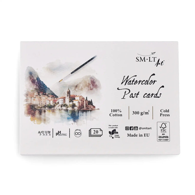 Postkartenblock / Aquarellpapier / 300 g/qm / 100% Cotton / 10,5x15 cm / 20 Blatt