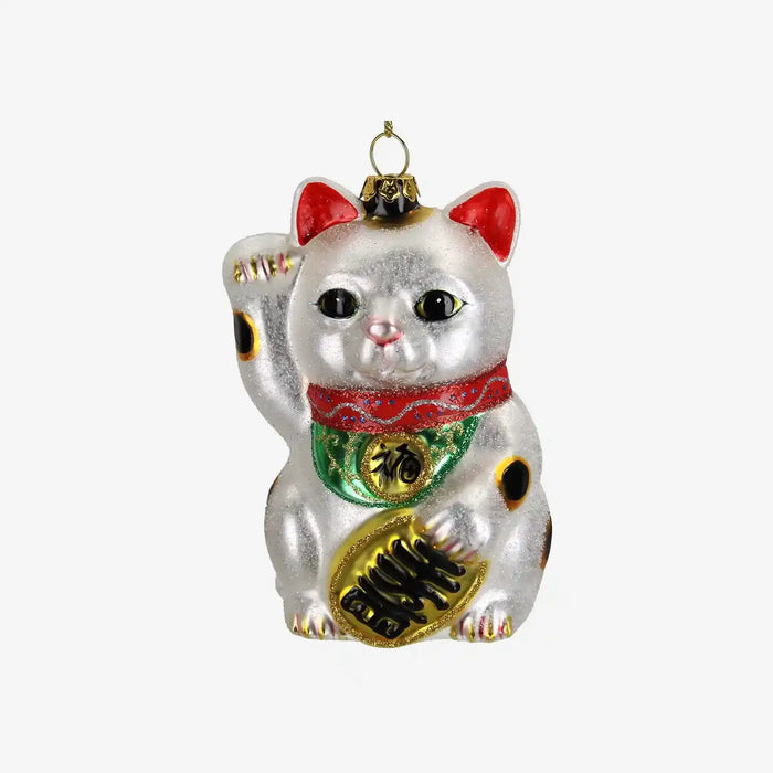 weihnachtsbaumkugel-ornament-glas-lucky-cat-winkekatze-multicolor-10-8cm-Vorderansicht