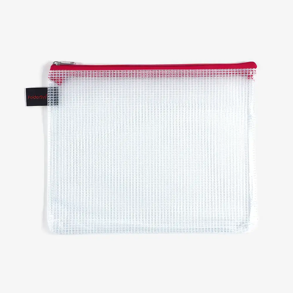 zipper-mesh-bag-pvc-reissverschluss-beutel-format-b6-transparent-mit-rotem-reissverschluss