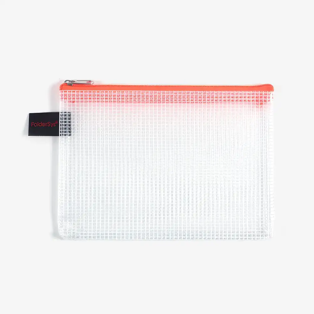 zipper-mesh-tasche-a6-pvc-orangefarbener-reissverschluss