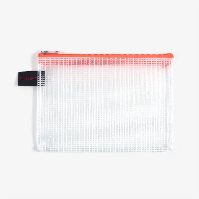 zipper-mesh-tasche-a6-pvc-orangefarbener-reissverschluss